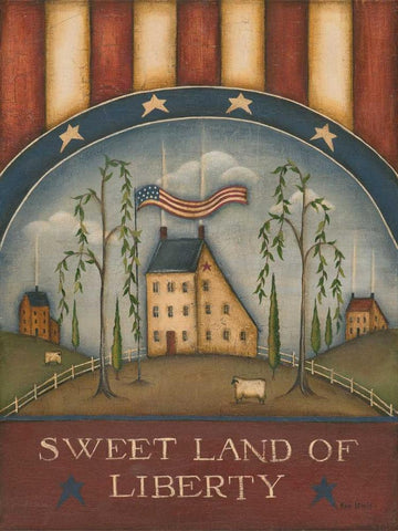 Sweet Land of Liberty White Modern Wood Framed Art Print with Double Matting by Lewis, Kim