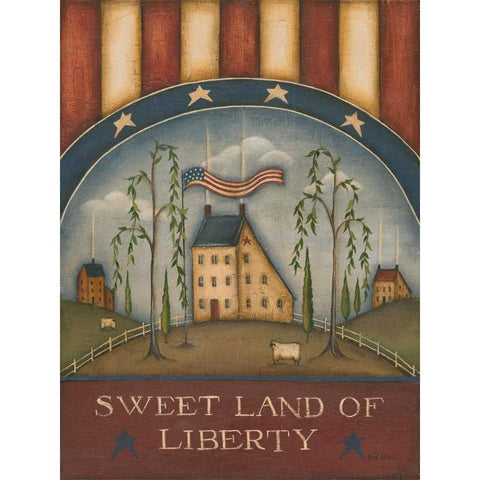 Sweet Land of Liberty Black Modern Wood Framed Art Print with Double Matting by Lewis, Kim