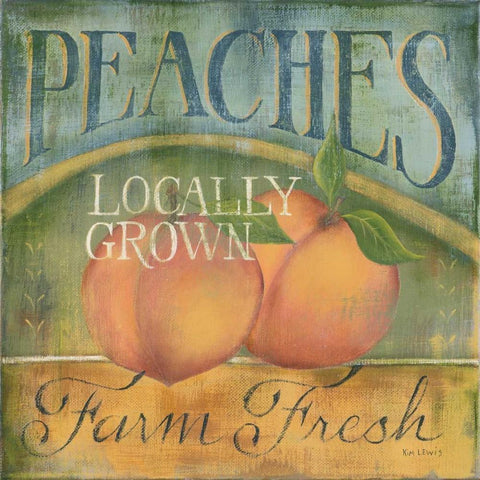 Peaches Black Ornate Wood Framed Art Print with Double Matting by Lewis, Kim