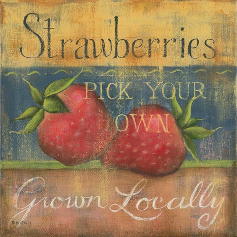 Strawberries White Modern Wood Framed Art Print by Lewis, Kim