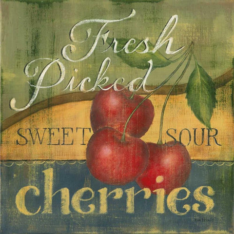 Cherries Black Modern Wood Framed Art Print with Double Matting by Lewis, Kim