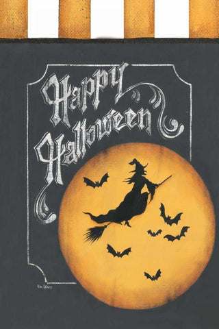 Happy Halloween Flag Black Ornate Wood Framed Art Print with Double Matting by Lewis, Kim