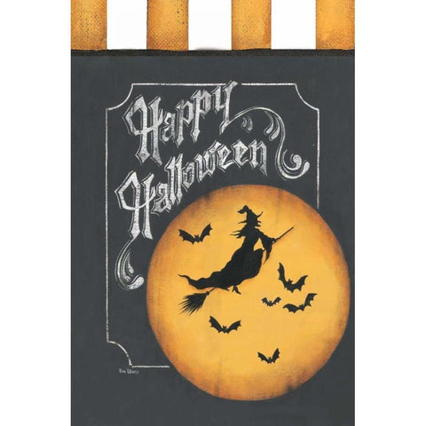 Happy Halloween Flag Black Modern Wood Framed Art Print with Double Matting by Lewis, Kim