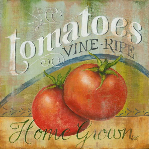 Tomatoes Vine Ripe White Modern Wood Framed Art Print with Double Matting by Lewis, Kim