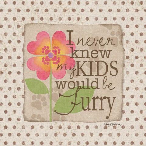 Furry Kids White Modern Wood Framed Art Print with Double Matting by Wolk, Lisa