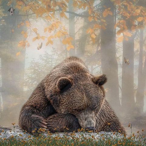 Autumn Slumber Black Modern Wood Framed Art Print by Parker, Kelley