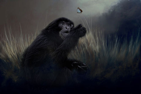 Surprise Encounter Black Ornate Wood Framed Art Print with Double Matting by Parker, Kelley