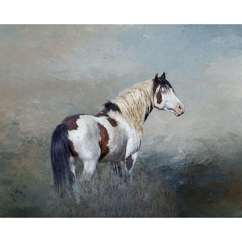 Shaman - S Steens Wild Stallion Gold Ornate Wood Framed Art Print with Double Matting by McFerrin, Larry