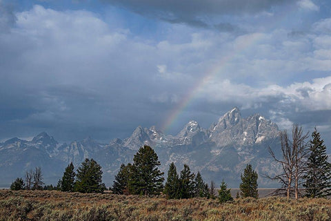 Teton Rainbow White Modern Wood Framed Art Print with Double Matting by McFerrin, Larry