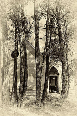 Abandoned Church White Modern Wood Framed Art Print with Double Matting by McFerrin, Larry