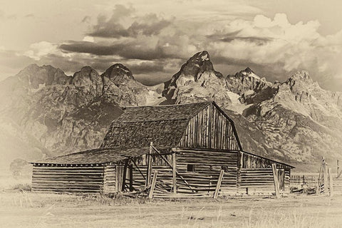Mormon Row Barn Black Ornate Wood Framed Art Print with Double Matting by McFerrin, Larry