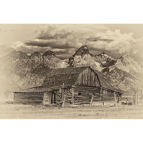 Mormon Row Barn Black Modern Wood Framed Art Print with Double Matting by McFerrin, Larry