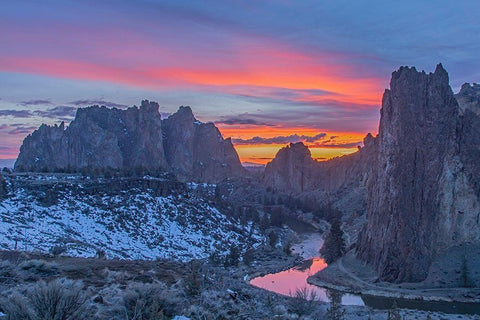 Smith Rock II White Modern Wood Framed Art Print with Double Matting by McFerrin, Larry