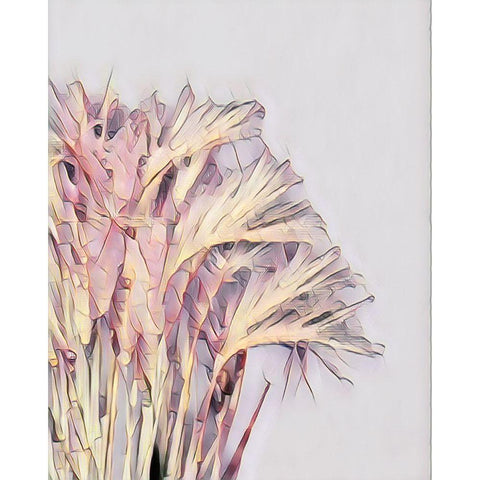 Pink Grass Gold Ornate Wood Framed Art Print with Double Matting by McFerrin, Larry