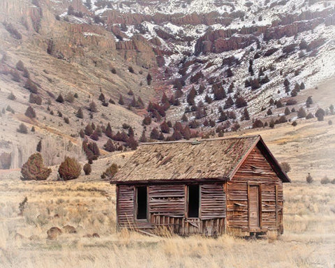 Old Line Shack Black Ornate Wood Framed Art Print with Double Matting by McFerrin, Larry