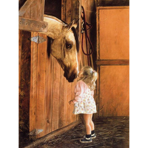Little Visitor White Modern Wood Framed Art Print by Harrison, Lesley