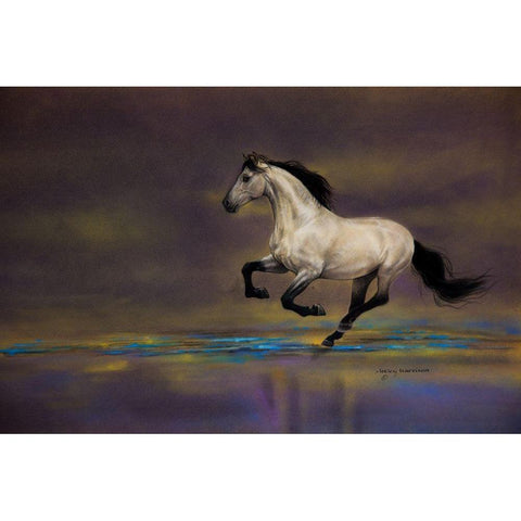 A Ribbon of Blue White Modern Wood Framed Art Print by Harrison, Lesley