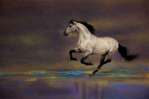 A Ribbon of Blue White Modern Wood Framed Art Print with Double Matting by Harrison, Lesley