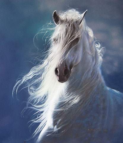 Wind Dancer White Modern Wood Framed Art Print with Double Matting by Harrison, Lesley