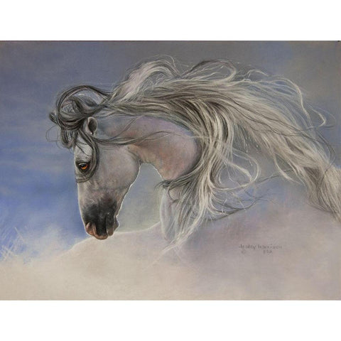 Might Mane White Modern Wood Framed Art Print by Harrison, Lesley