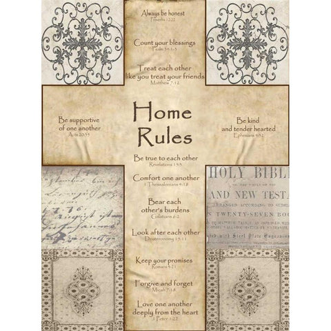 Home Rules Cross Black Modern Wood Framed Art Print by Wolk, Lisa
