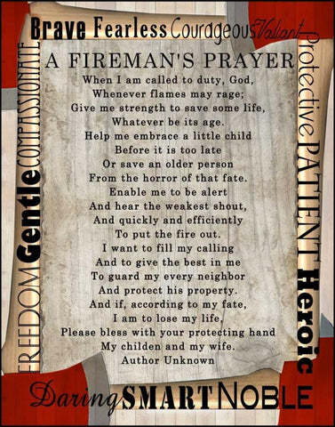 Firefighters Prayer Black Ornate Wood Framed Art Print with Double Matting by Wolk, Lisa