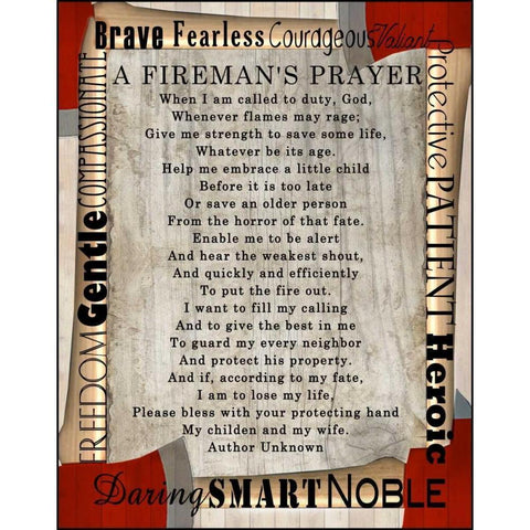 Firefighters Prayer Black Modern Wood Framed Art Print with Double Matting by Wolk, Lisa