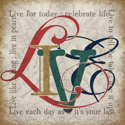 Live and Other Sentiments White Modern Wood Framed Art Print with Double Matting by Wolk, Lisa