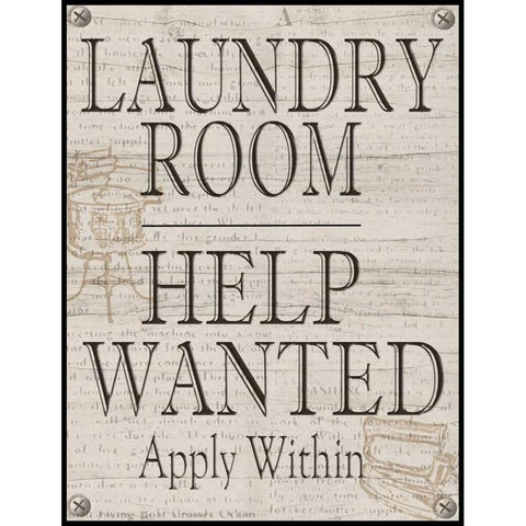 Laundry Room Help Wanted White Modern Wood Framed Art Print by Wolk, Lisa