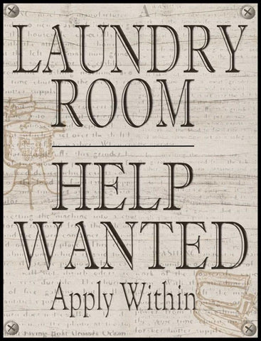 Laundry Room Help Wanted Black Ornate Wood Framed Art Print with Double Matting by Wolk, Lisa