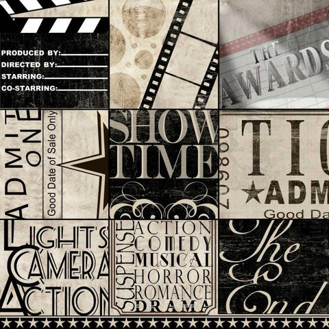 Movie 9 Patch Black Modern Wood Framed Art Print by Wolk, Lisa