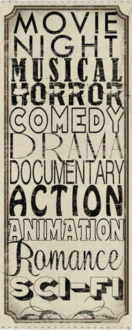 Movie Night White Modern Wood Framed Art Print with Double Matting by Wolk, Lisa