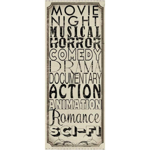 Movie Night Black Modern Wood Framed Art Print with Double Matting by Wolk, Lisa