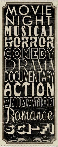 Movie Night II White Modern Wood Framed Art Print with Double Matting by Wolk, Lisa