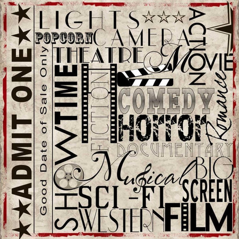 Lights Camera Action Black Modern Wood Framed Art Print with Double Matting by Wolk, Lisa