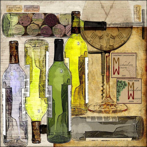 Time for Wine Black Modern Wood Framed Art Print with Double Matting by Wolk, Lisa