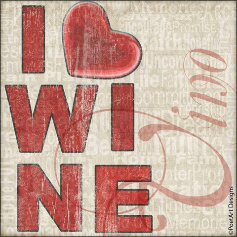 I Heart Wine Gold Ornate Wood Framed Art Print with Double Matting by Wolk, Lisa