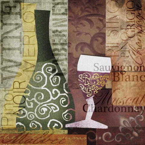 Funky Wine Black Ornate Wood Framed Art Print with Double Matting by Wolk, Lisa