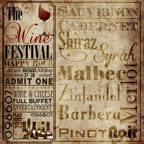 Wine Festival Gold Ornate Wood Framed Art Print with Double Matting by Wolk, Lisa