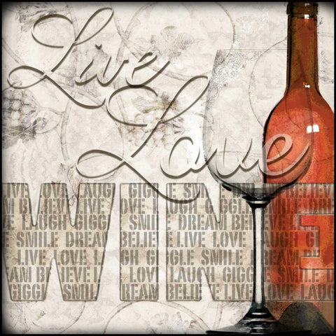 Live Love Wine Gold Ornate Wood Framed Art Print with Double Matting by Wolk, Lisa