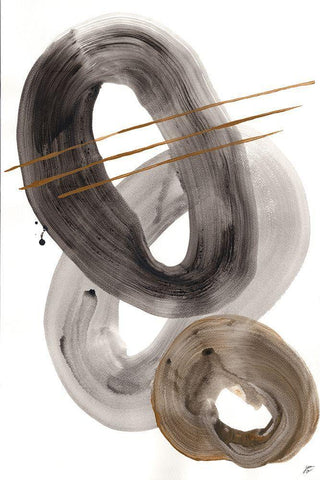 Gold and Gray II White Modern Wood Framed Art Print with Double Matting by Lee, Judson