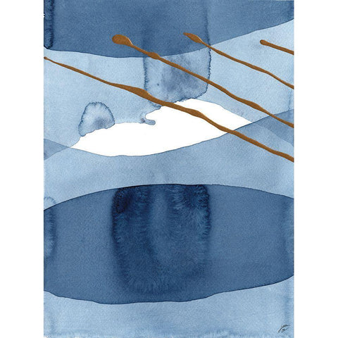 Blue and Gold Black Modern Wood Framed Art Print with Double Matting by Lee, Judson