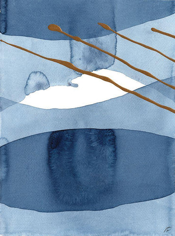 Blue and Gold Black Ornate Wood Framed Art Print with Double Matting by Lee, Judson