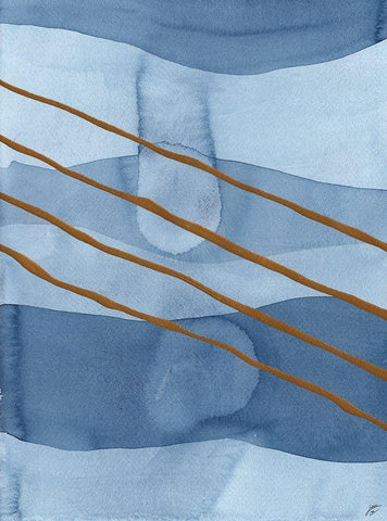 Blue and Gold II White Modern Wood Framed Art Print with Double Matting by Lee, Judson