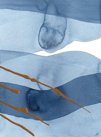 Blue and Gold III White Modern Wood Framed Art Print with Double Matting by Lee, Judson