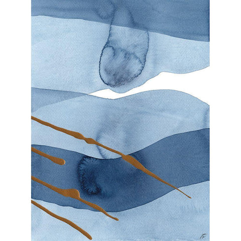 Blue and Gold III White Modern Wood Framed Art Print by Lee, Judson