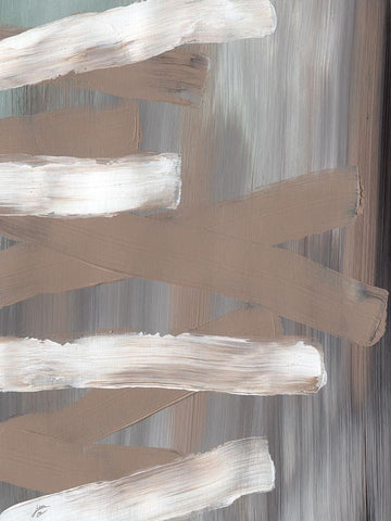 White and Tan Strokes Black Ornate Wood Framed Art Print with Double Matting by Lee, Judson