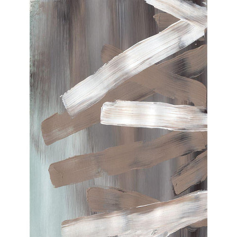White and Tan Strokes II Black Modern Wood Framed Art Print with Double Matting by Lee, Judson