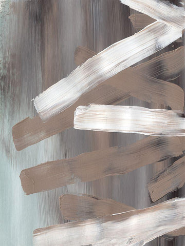 White and Tan Strokes II White Modern Wood Framed Art Print with Double Matting by Lee, Judson