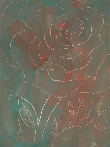 Autumn Line Rose I White Modern Wood Framed Art Print with Double Matting by Lee, Judson